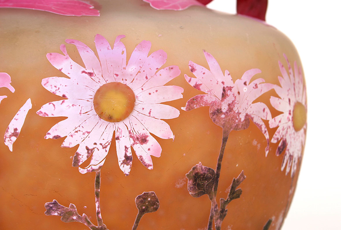 Daum Daisy Two-Handled Vase